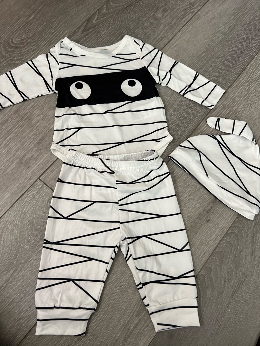 Baby Mummy Costume Pajama Set - Black & White Striped
